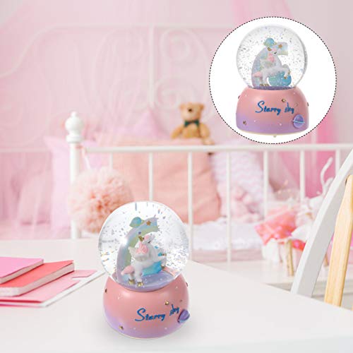STOBOK Globo de Neve Neve Dos Desenhos Animados Do Unicórnio Céu Estrelado Romântico Rainbow Caixa D