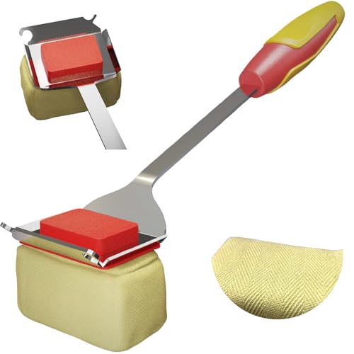 Grill Brush for BBQ, Heavy Duty Stainless Steel Grill Cleaner with 8" Wooden Handle & Scraper, Heat-Resistant Bristles for Gas, Charcoal Grills, Griddles, Oven, Camping Accessories (Red)