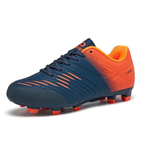 LEOCI Chuteiras de futebol para meninos chuteiras de futebol rosa respiráveis atléticas infantis pre