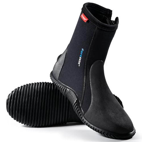 Coreskin Neoprene Dive Boots 5mm with Anti-Slip Sole for Water Sports, Scuba Diving, Snorkeling, Rafting, Kayaking, Windsurfing, Wakeboarding, and Canoeing (HDB5mm6)