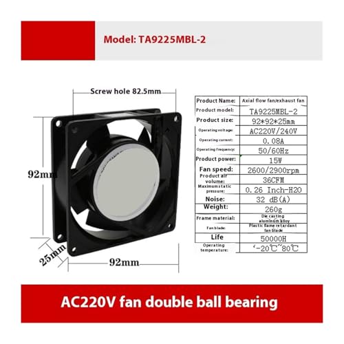 Ventilateur de refroidissement circulaire 9 cm 220V boîtier PC - 3