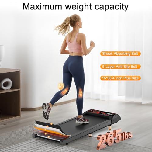 Image of Walking Treadmill Pad with Adjustable Incline, Portable Walking Treadmill Under Desk with Handle Bar 2.5HP for Home and Office 265Lbs Weight Capacity with LED Display APP