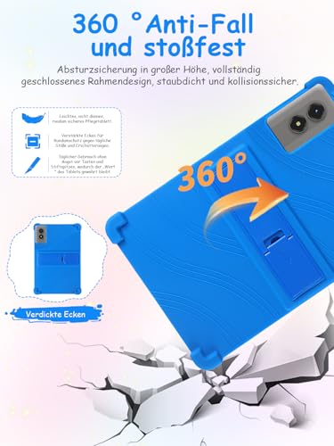 Étui pour tablette TABWEE T50 11 pouces avec coque silicone bleu et support