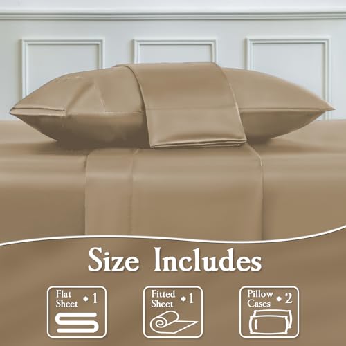 Satin Sheets King Size Bed Set,Similar to Silk Sheets,4Pcs Luxury Satin Sheet Set with 15 Inches Deep Pocket (King, Champagne) - Image 3