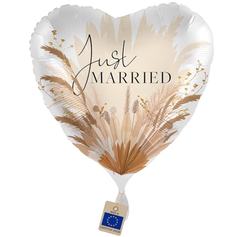 Ballon gonflable Just Married - Pour mariage - Style bohème - Cadeau pour couple de mariés - Décoration de mariage - Lune de miel