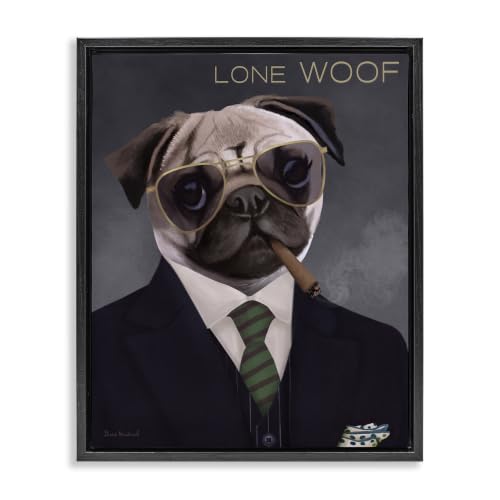 Lone Woof Pug Dog Comic Novelty, 24 x 30 Inch Canvas in Floater Frame