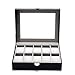 Produktbild NBVCX Wohnaccessoires WEHQ Uhrenbox Organizer Home Uhrenbox Display für Uhren mit Schlossschlitz Leder schwarz Glasdeckel hoch