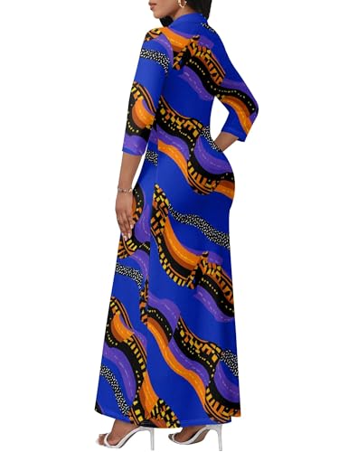 Image of PinkPatty Women's Casual 3 /4 Sleeve Polo V Neck Bodycon Maxi Dress