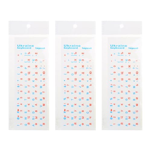 Pegatinas para Teclado Ucrania Negro con Letras Blancas PVC miniatura 4