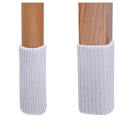 TEKEFT 20PCS Chair Socks, Furniture Leg Feet Wood Floor Protectors Set, Cross Knitted (White)