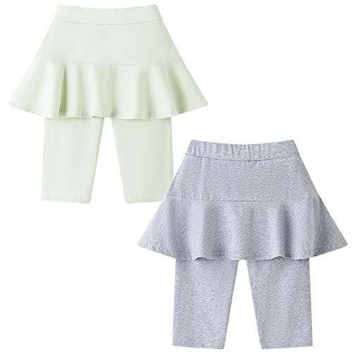 Happy Cherry 2 Packs Girl's Cotton Skirt Leggings Biker Shorts With Mini Ruffle Skirt Soft Stretch Skinny Tights Pantskirts Knee Length Sport Skort For Summer 2023 #TOP9