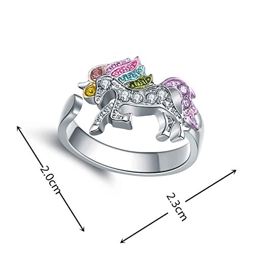 Madaogo Unicorn Jewelry For Girls Gifts For Granddaughter Adjustable Unicorn Ring Gifts Silver Tone Rainbow Unicorn #TOP1