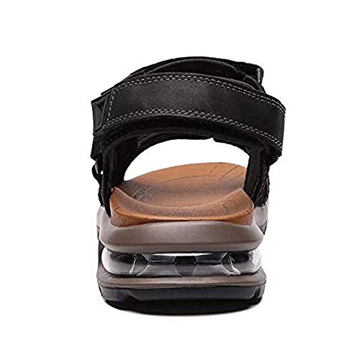 JEBU Men's Leather Open Toe Outdoor Casual Hiking Waterproof Beach Air Cushion Sandals2