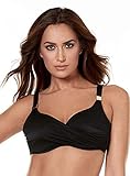 Miraclesuit Solid Criss-Cross Bikini Top D-DDD Cups, 36DD, Black