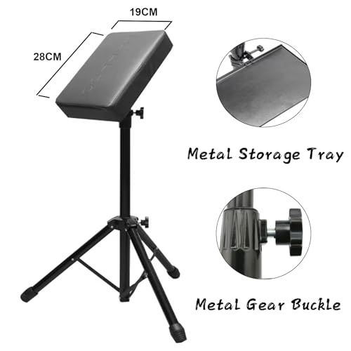 TONBAO Tattoo Armlehne mit Tablett – Höhen- und Neigungsverstellbare Klappbare Armauflage, Schwarzes Lederpad für Tattoo-Studio