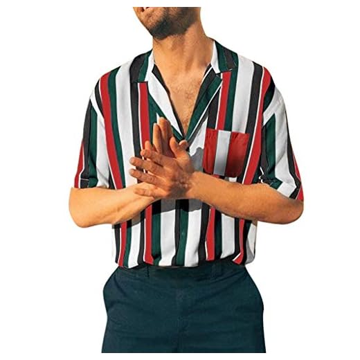 Xmiral T-shirt kortärmad skjorta herrar ränder ståkrage halva ärmar skjorta skjorta