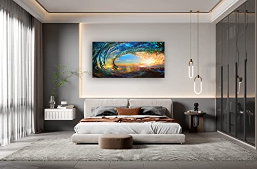 Cao Gen Decor Art S06775 Giant Wave Water Wall Art Canvas Prints 1 Panels Ocean Waves Pictures Paintings with Sunset Blue Seascape Framed for Living Room Bedroom Kicthen Office Artwork - Image 3