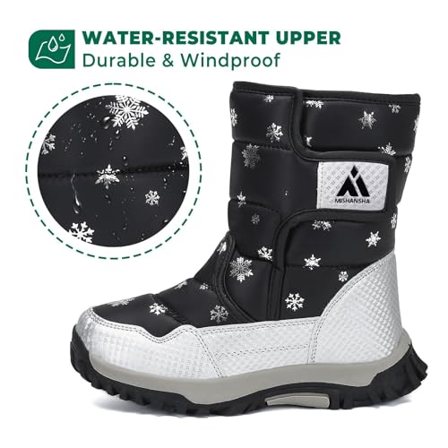 Mishansha Girls Boys Toddler/Little Kid/Big Kid Winter Snow Boots Warm Waterproof Anti-Slip Anti-Collision Hight-Cut for Outdoor Skiing2