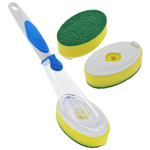A1 Unlimited 2-in-1 Soap-Dispensing Scrub Sponges and Brush Refill (2-ct.), Home Kitchen Cleaning Tools Sink Dishwashing Container Pads Scrubber Kitchenware Dish Wand Reusable Plastic Rubber Set