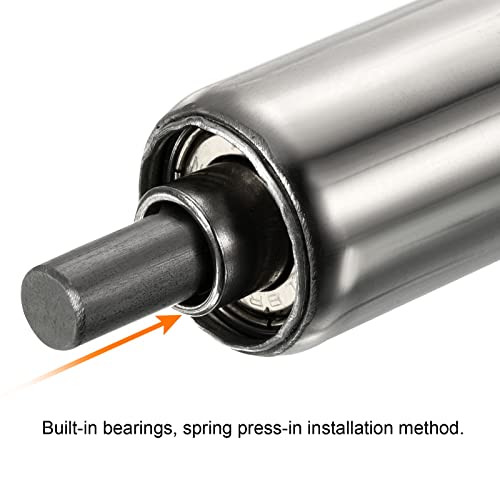 PATIKIL 2Pack Förderer Rollen 1\ Durchmesser 8\ Edelstahl Schwerkraft Übertragung Ersatz Teil Verzinkt Ende Silber