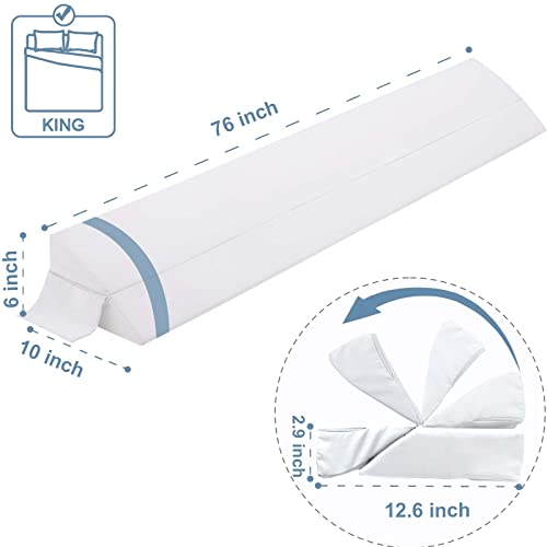 Limthe Bed Wedge Pillow For Headboard,King Size,Bed Gap Filler Adjustable,Mattress Gap Filler,Foam Triangle Bloster Pillow Stopper Fill Gap (0-7") Between Headboard/Wall And Mattress White 76"X10"X6" #TOP4