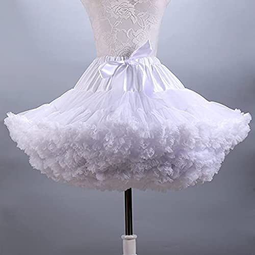Lowime Women's A Line Ruffle Tutu Petticoats Candy Color Puff Crinoline White #TOP5