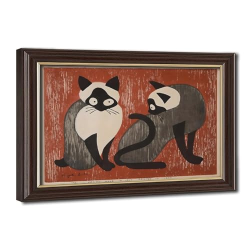 Toile Kiyoshi Saitô deux chats pour embellir votre décoration de bureau