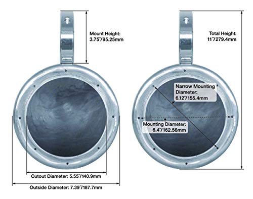 Image of (2) Kicker KM65 6.5 inch LED 360 Swivel Black Aluminum Surface Mount Boat Speakers