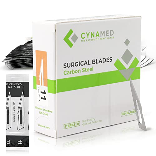 Cynamed Box of 100 Scalpel Sterile Blades Carbon Steel Individually Foil Wrapped