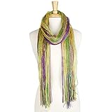 Mardi Gras Lulex Metallic Tassel Long Bufanda Scarf (Purple) - By Feria Mode