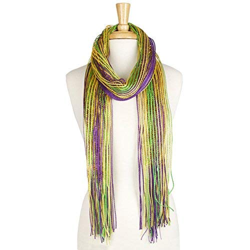 Feria Mode Mardi Gras Lulex Metallic Tassel Long Bufanda Scarf (Purple)