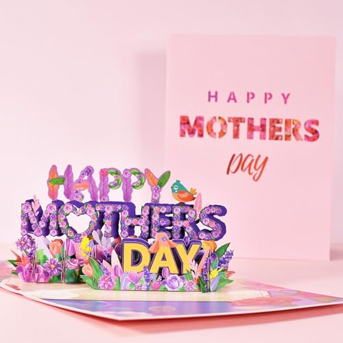 Happy Mothers Day Pop Up Card for Mom 3D Floral Flower with Envelope Gift for Grandma Women Wife