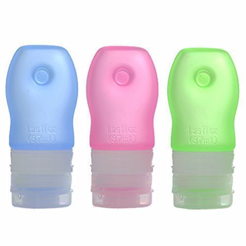 iNeibo Silicone Travel Bottles 1.25oz 3 Pack - TSA Airline Carry-On Approved - Squeezable & Refillable Travel Containers For Shampoo, Conditioner, Lotion, Toiletries