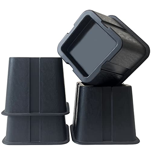 Hiflora Bed Risers 3 Inch-Heavy Duty Furniture Risers Square Dorm Lifts For Couch Table Desk Sofa Chair Stackable/Anti-Skid/Wear-Resistant/Adjustable Bed Riser,4 Pack #TOP2