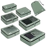 ECOHUB Packing Cubes for Suitcase 7 PCS Travel Organiser Packing Bags Recycled PET Eco Friendly Travel Accessories Shoes Bags Storage Bag Luggage Organiser Pouch(Green)