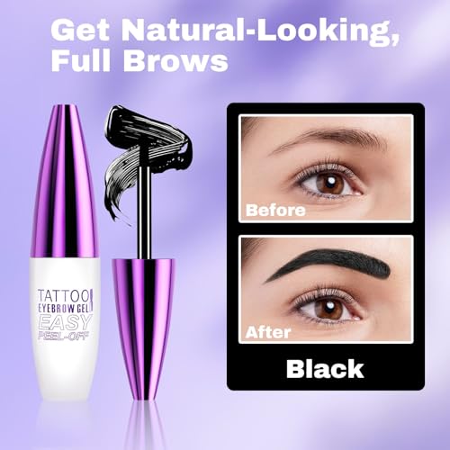 Effortless Peel-Off Eyebrow Tattoo Gel, Smudge-Proof Formula, Creates Natural Fuller Defined Brows for Daily Makeup, Designed to Create Fuller, Defined Brows for Women and Girls (04 Black) - Image 3