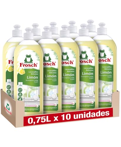 Frosch - Handspüler Flüssigkeit, Bio-Balsam Zitrone, entfettet und schützt die Haut, dermatologisch getestet - Packung mit 10 Stück x 750 ml