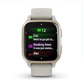 Garmin Venu® Sq 2 – Music Edition, GPS Smartwatch, All-Day Health Monitoring, Long-Lasting Battery Life, AMOLED Display, Cream Gold and French Gray