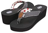Floopi High Heel Wedge Sandals for Women-Comfort Yoga Mat Footbed for Support, Flip Flop Thong Platforms for Summer (9, Grey-519)