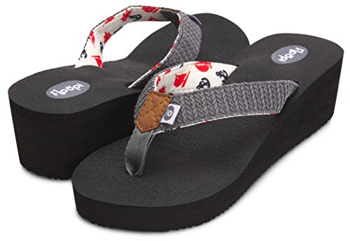 Image of Floopi High Heel Wedge Sandals for Women-Comfort Yoga Mat Footbed for Support, Flip Flop Thong Platforms for Summer