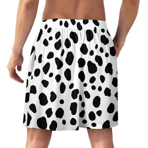 Dalmatian White And Black Pattern Men's Pajama Shorts Elastic Waistband Beach Shorts Soft Sleep Lounge Pants with Pockets2