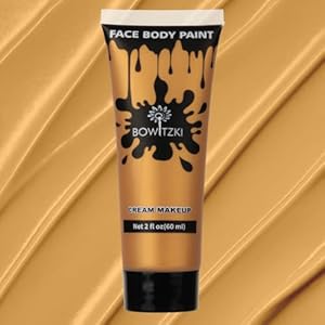 Bowitzki Face and Body Paint 2oz Cream Makeup 60ml Water Based Face Painting Special Effects For Adults Children Kids Halloween Christmas Party Stage Cosplay (Gold)