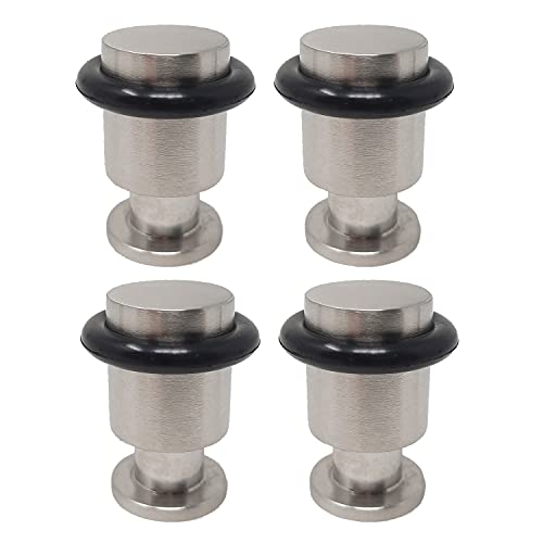 Kon-fort Home Lot de 4 butées de porte à visser en acier inoxydable, 35 x 20 mm, entourées de caoutchouc noir Couleur acier brossé Cover