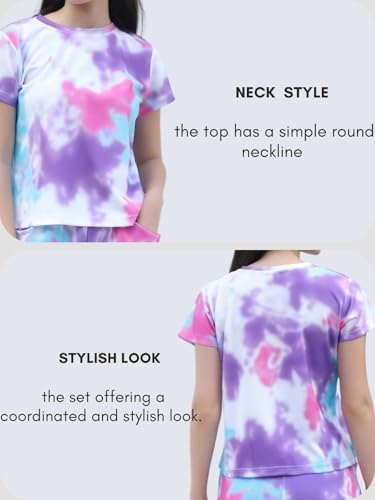 Image of DHRUVI TRENDZ Co Ord Set for Women | Outfits Tracksuit Set | Co Ord Set for Women | Travel Co Ord Set for Women |Tie Dye Printed Short | Half Sleeve