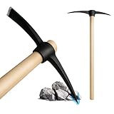Crisalide® Piccone in Acciaio Temprato 47 cm con Manico in Legno di Faggio 97 cm – Attrezzo da Scavo Robusto per Terreni Rocciosi, Superfici Dure e Lavori Agricoli Intensivi