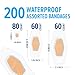 Nexcare Waterproof Bandages, Assorted Sizes, 200 Count (2 Boxes of 100), Clear, Flexible, Long-Lasting, Latex-Free, 360° Seal for Cuts, Scrapes, Blisters, First Aid Wound Care