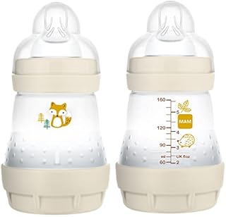 MAM Easy Start Anti Colic Baby Bottle, Easy Switch Between Breast and Bottle, Reduces Air Bubbles and Colic, 2 Pack, Newborn, Matte/Unisex