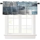 GUCOON Modern Rectangle Navy Blue Window Valances,Abstract Art Curtains Valances for Cafe Kitchen Ba