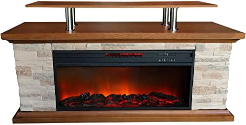 Amazon.com: LifeSmart 60-in. Faux Stone Media Fireplace Heater with Remote  Control and Timer, Adjustable Realistic Flame and Temperature Settings, Cool  Touch Exterior, and Overheat Safety Switch : Home u0026 Kitchen