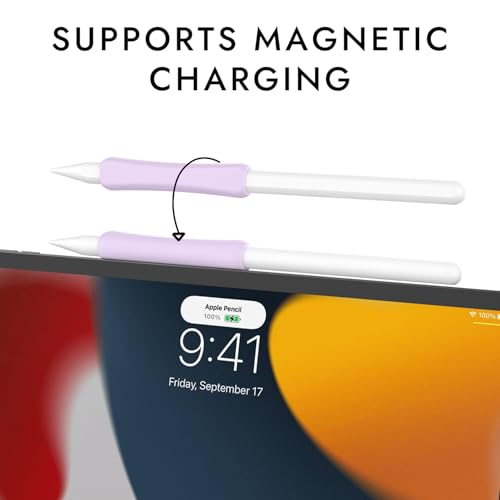 Image of 4 Pack Silicone Grip Compatible with Apple Pencil 2nd Generation, Apple Pencil USB-C & Apple Pencil Pro Ergonomic iPencil Grip (White /Purple /Pink /Blue)